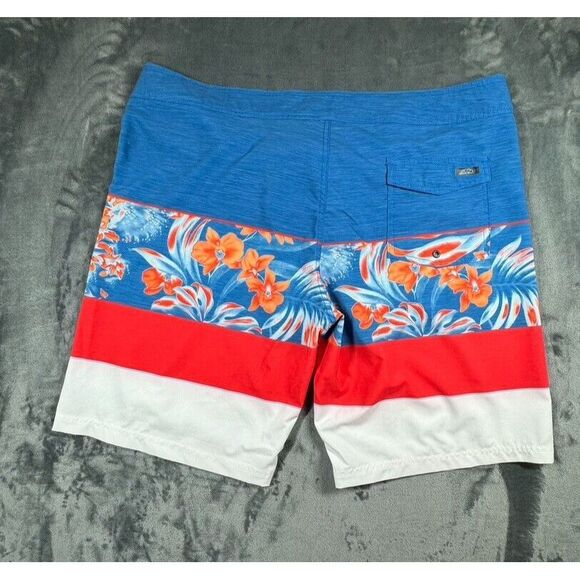 Pipeline Board Shorts Swim Trunks Mens 42 Tropical Blue,Orange,White Surfing Sun - Picture 2 of 8